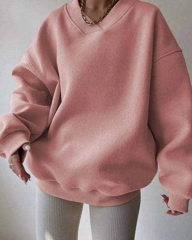 Dropped Shoulder Long Sleeve Oversized Sweatshirt Pink