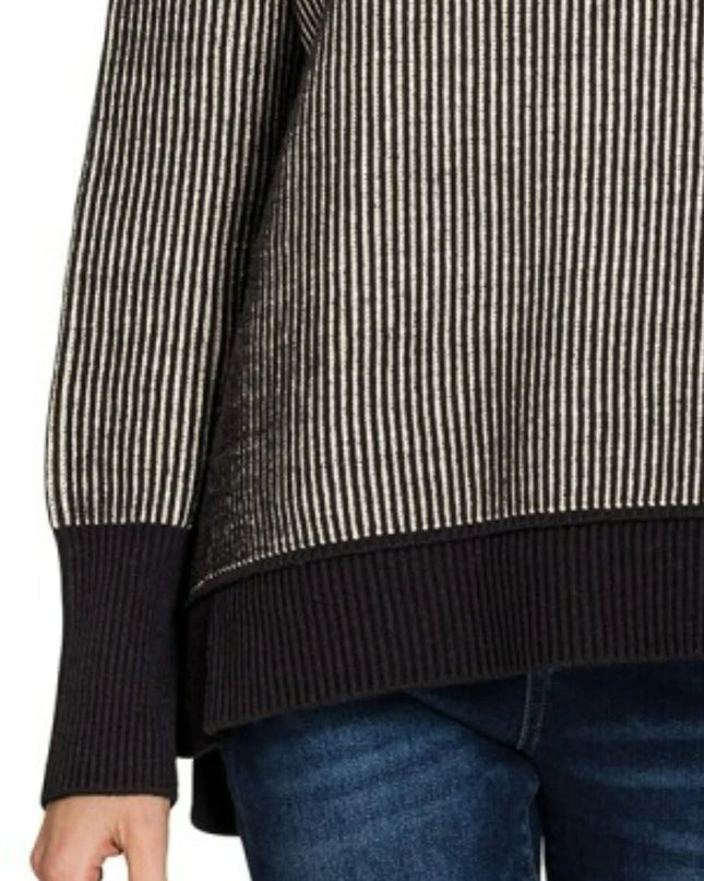Zenana Exposed Seam Two Tone Ribbed Sweater