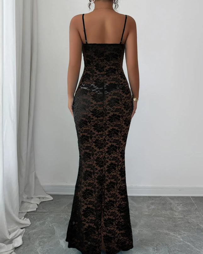 Lace Square Neck Maxi Cami Dress