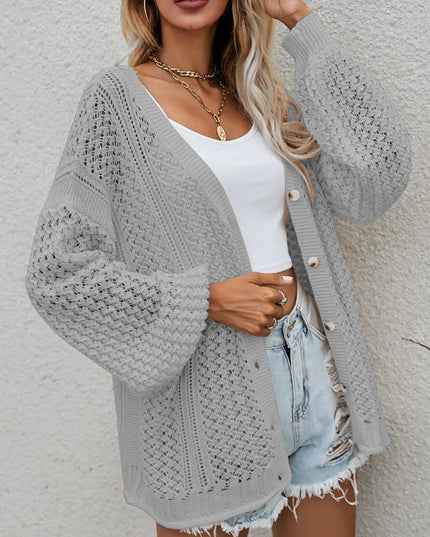 Openwork Button Front Cardigan