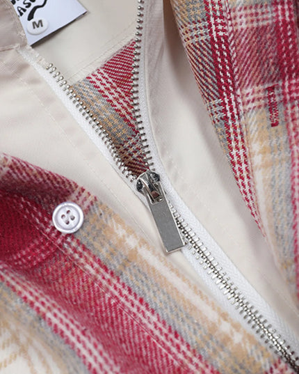 Men's Plaid Button Up Long Sleeve Jacket