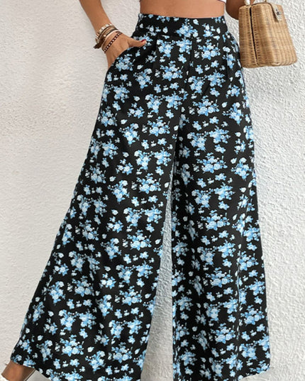 Perfee Floral Pocket Culottes 