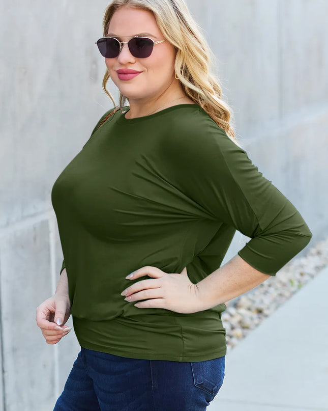 Basic Bae Full Size Round Neck Batwing Sleeve Top