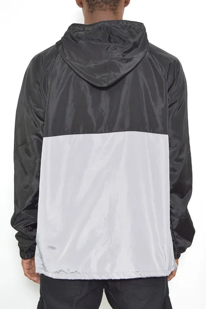WEIV Men's Full Size Color Block Anorak Jacket Pullover Windbreaker Plus Size
