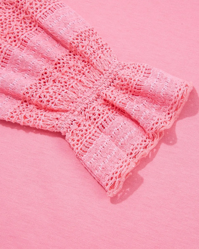 Lace Detail Flounce Sleeve Sweatshirt