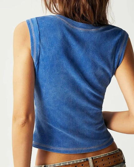 Ribbed Notched Tank Top 