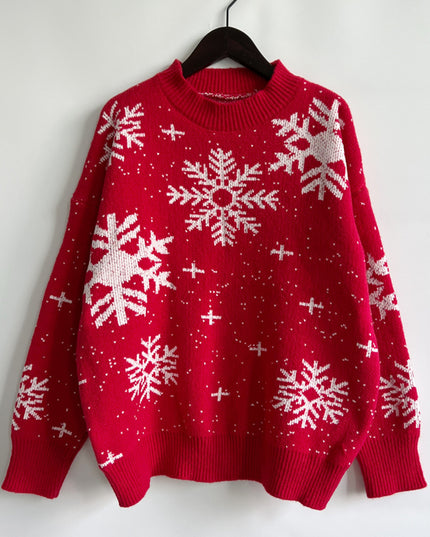 Snowflake Pattern Dropped Shoulder Sweater