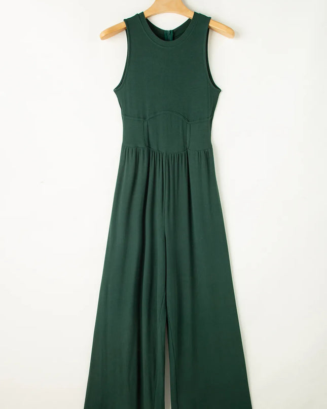 Round Neck Sleeveless Jumpsuit
