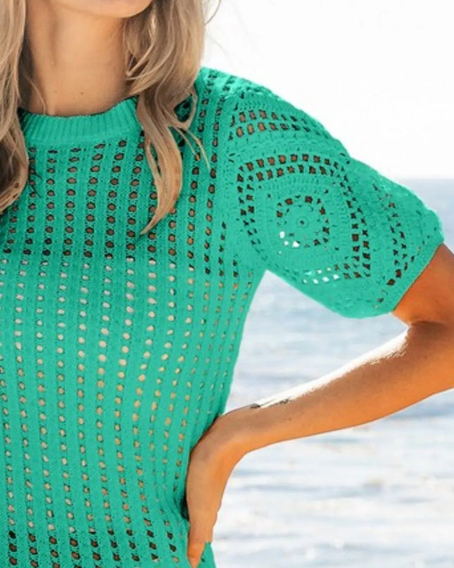 BiBi Crochet Lace Top With Puff Sleeves