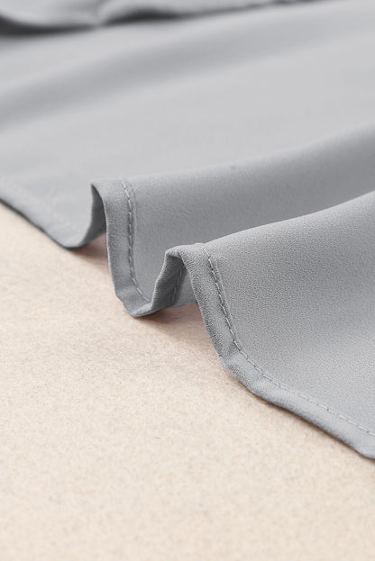 Gathered Detail Notched Neck Flutter Sleeve Top 