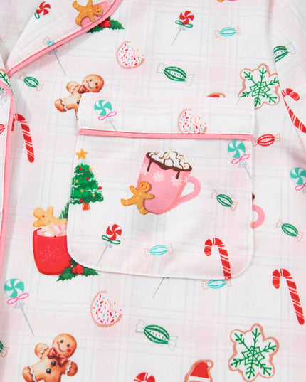 Christmas Spirit Cute Holiday Print Short Sleeve Shirt and Pants 2pcs Pajama Set