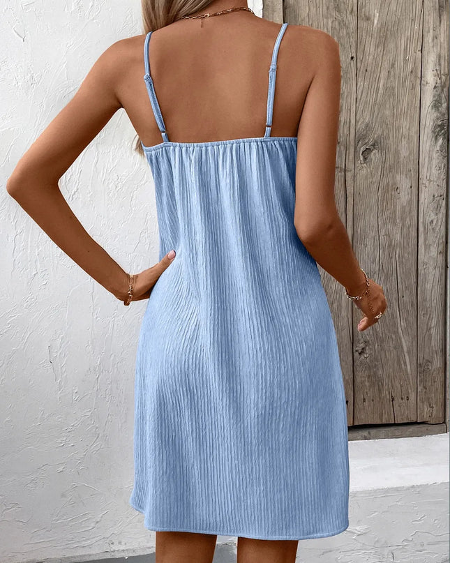 Ivy Lane Textured V-Neck Sleeveless Mini Cami Dress