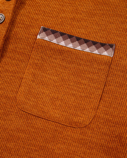 Contrast Plaid Hood Patchwork Chest Pocket Henley Top