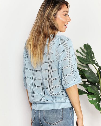 Mandy Ribbed Trim Round Neck Knit Top