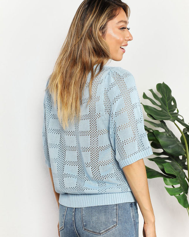 Mandy Ribbed Trim Round Neck Knit Top