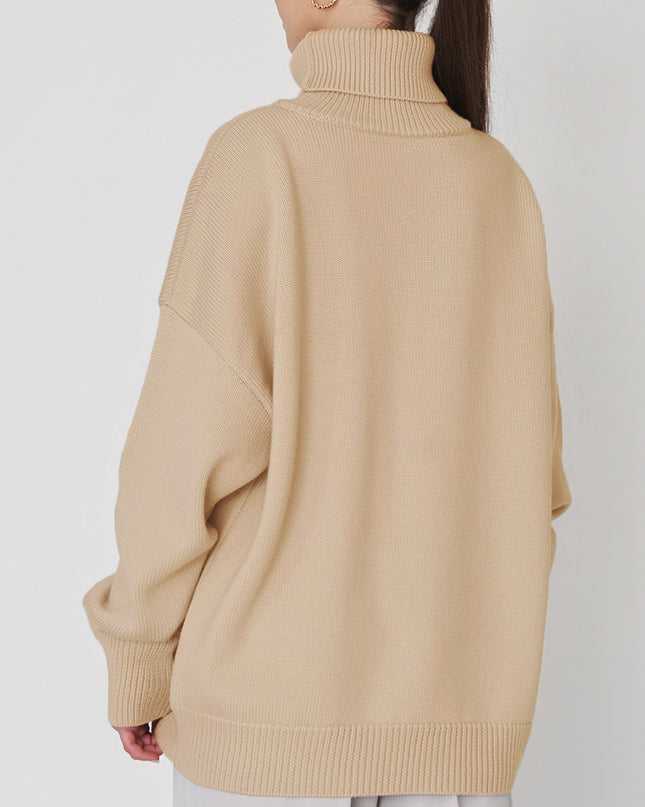 Turtle Neck Dropped Shoulder Sweater