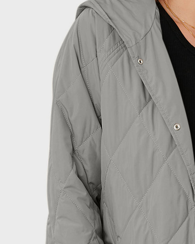 Snap Down Hooded Slit Winter Coat