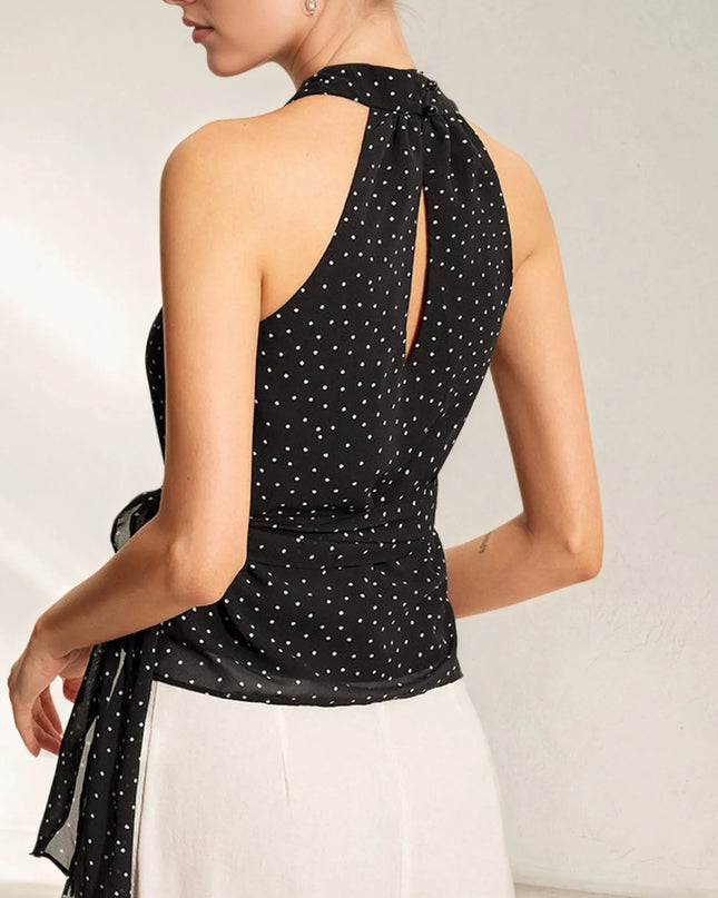 Polka Dot Halter Wrap Cami Top