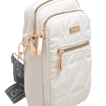Quilted Phone Cross Body Bag Beige