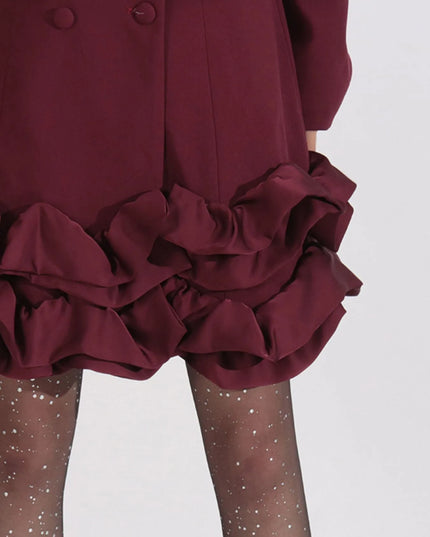 Ruffle Hem Double-Breasted Blazer Dress