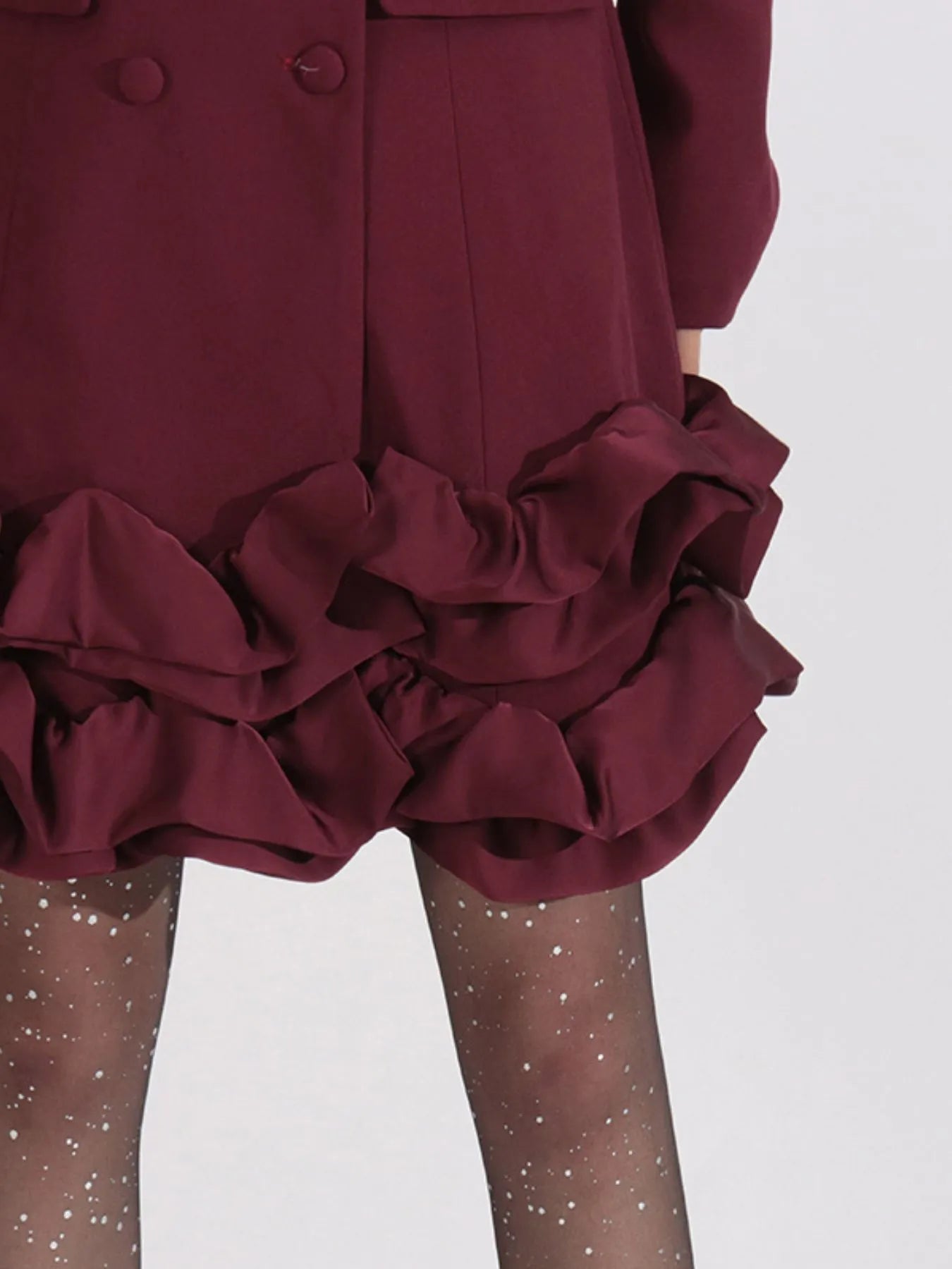 Ruffle Hem Double-Breasted Blazer Dress