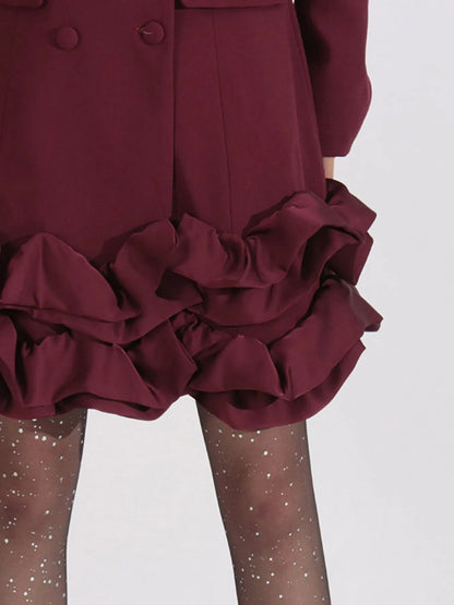 Ruffle Hem Double-Breasted Blazer Dress