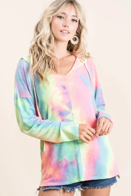BiBi Tie Dye Terry Long Sleeve Hoodie