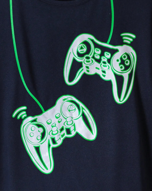 Children's Graphic Round Neck T-Shirt and Pants Set