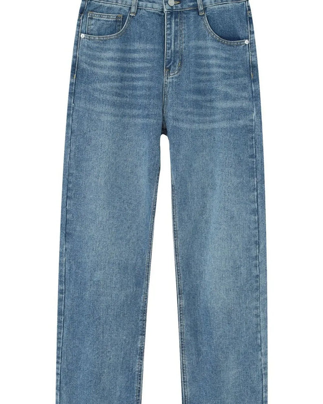 Washed Straight-Leg Slim Jeans Medium