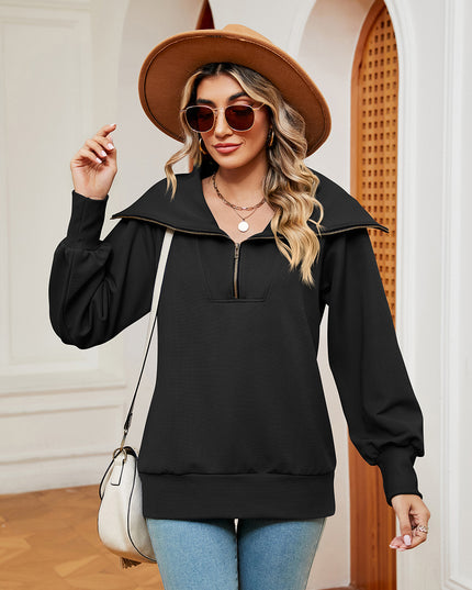 Half-Zip Collared Sweatshirt