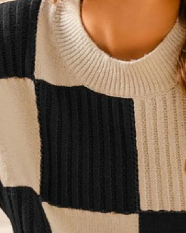 SO ME Check Plaid Casual Sweater Top