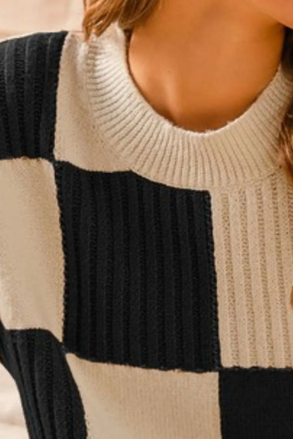 SO ME Check Plaid Casual Sweater Top