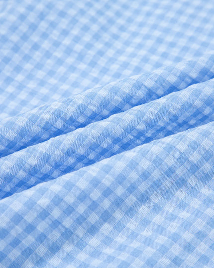 Gingham Print Puff Sleeve Button-Up Shirt