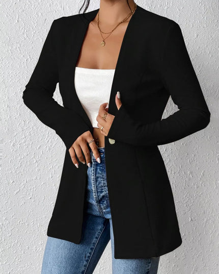 One Button Long Sleeve Blazer