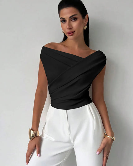 Asymmetrical Ruched Short Sleeve Top