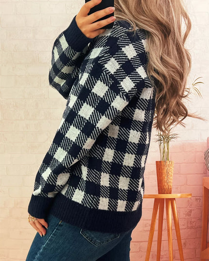 Plaid Button-Down Cardigan
