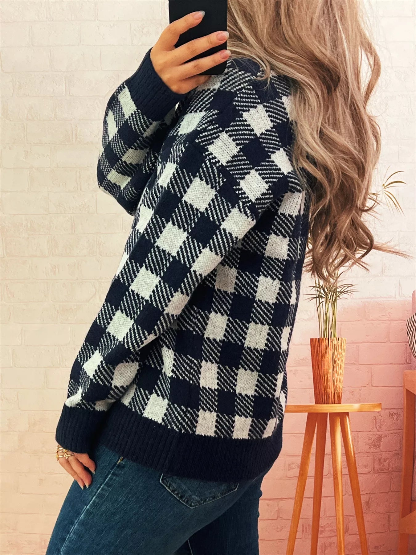 Plaid Button-Down Cardigan