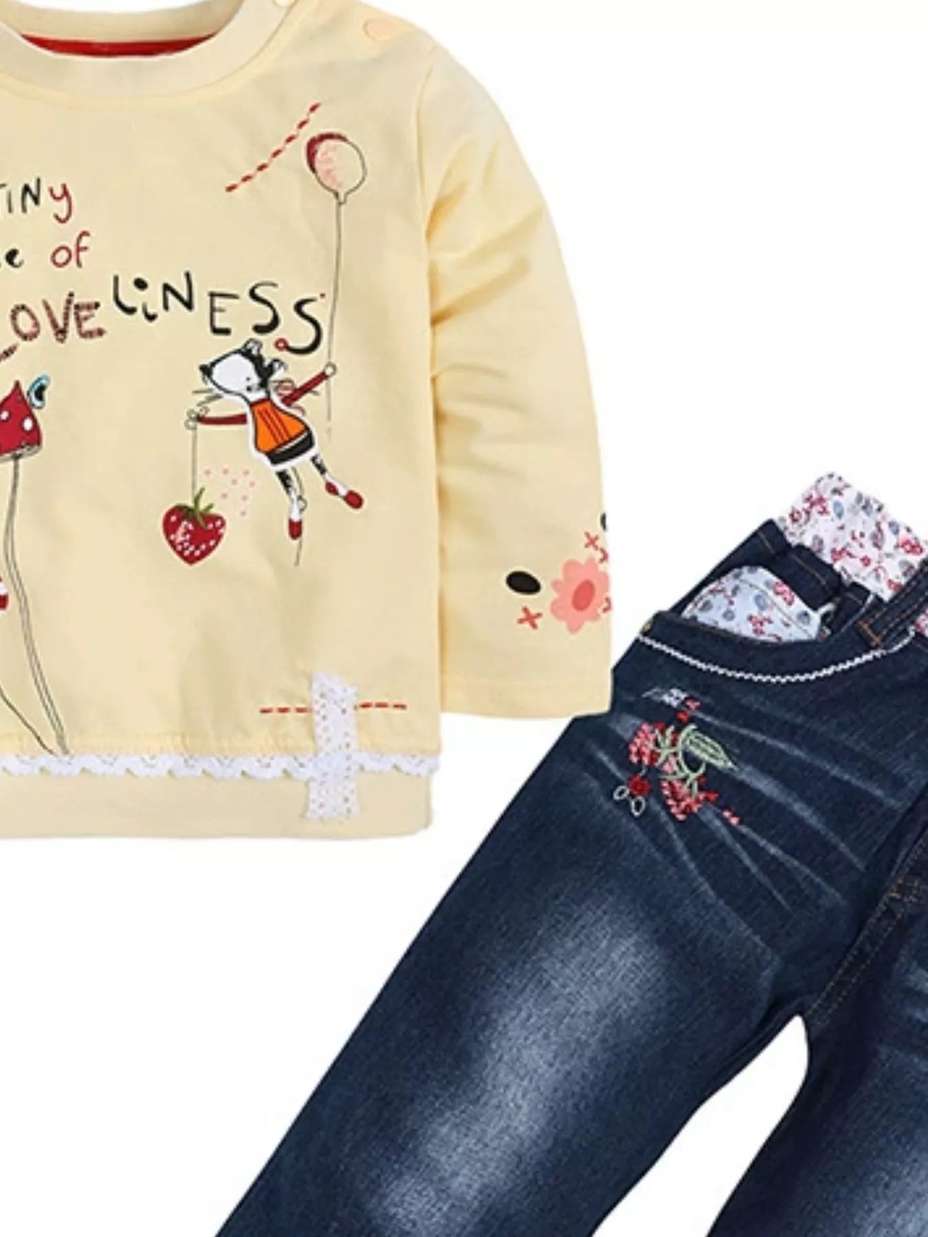 Children's Round Neck Top and Jeans Set