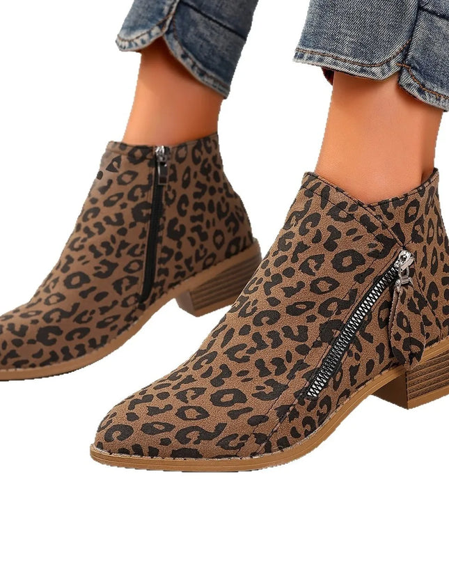 Point Toe Block Heels Boots