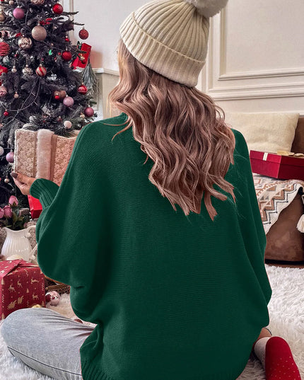 Double Take Full Size Merry Christmas Turtleneck Long Sleeve Sweater