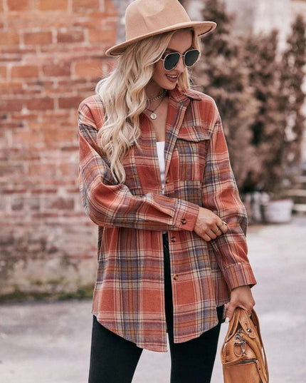 Plaid Button-Down Long Sleeve Shirt