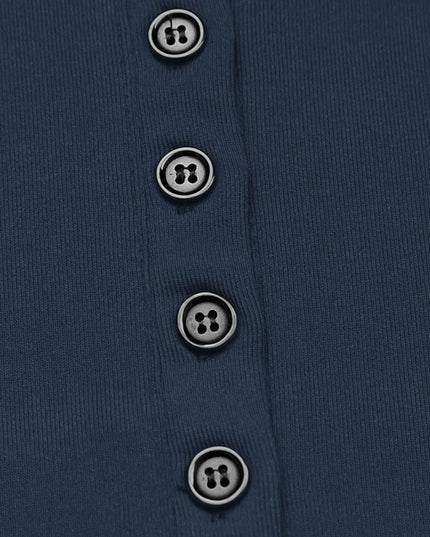 Long Sleeve Button Front Fitted T-Shirt