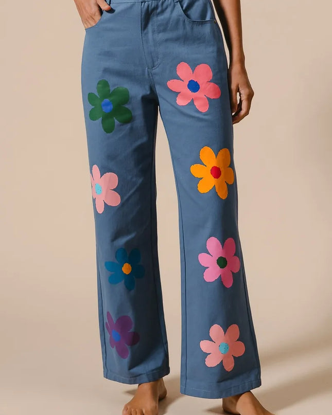 BiBi Flower Print Straight Legs Pants