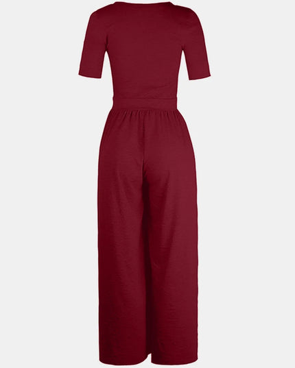 Scoop Neck Short Sleeve Jumpsuit