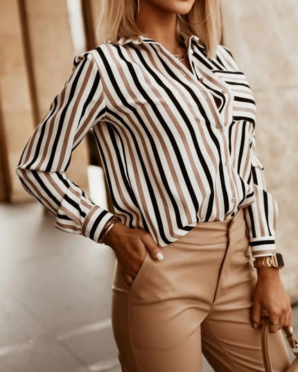 Striped Button-Down Long Sleeve Shirt