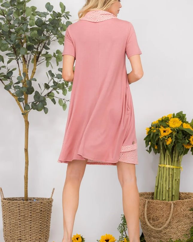 Celeste Full Size Decor Button Short Sleeve Dress with Pockets Plus Size 