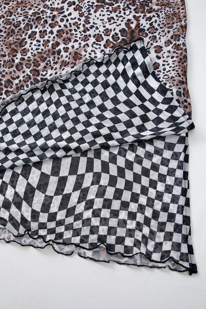 Checkered Round Neck Sleeveless Midi Dress 