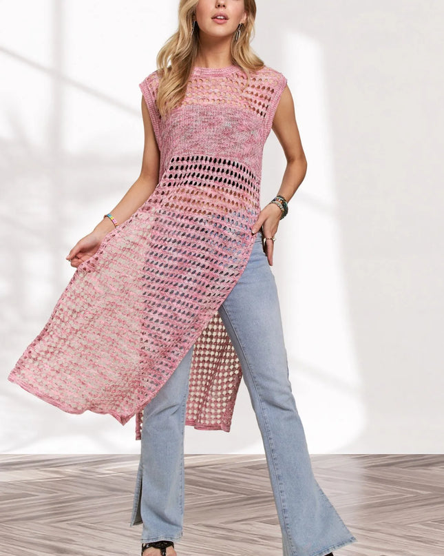 ADORA Multi Color Crochet Tunic Top 