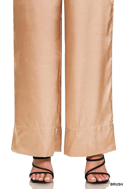 Zenana Wide-Leg Satin Pants