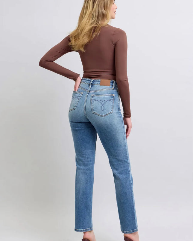 Judy Blue Full Size Run Vintage Wash Thermal Straight Jeans